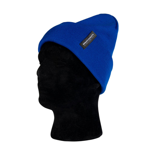 RB5005CH | CIMONE Unisex Knit Beanie in a Tubular Wool Blend Made in Italy. Royal Blue. One Size-1