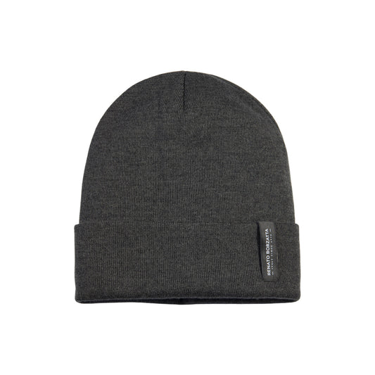 RB5005CT | CIMONE Unisex Knit Beanie in a Tubular Wool Blend Made in Italy. Color: Graphite. One Size-0