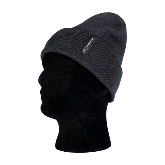 RB5005K | CIMONE Unisex Knit Beanie in a Tubular Wool Blend Made in Italy. Charcoal Color. One Size-1