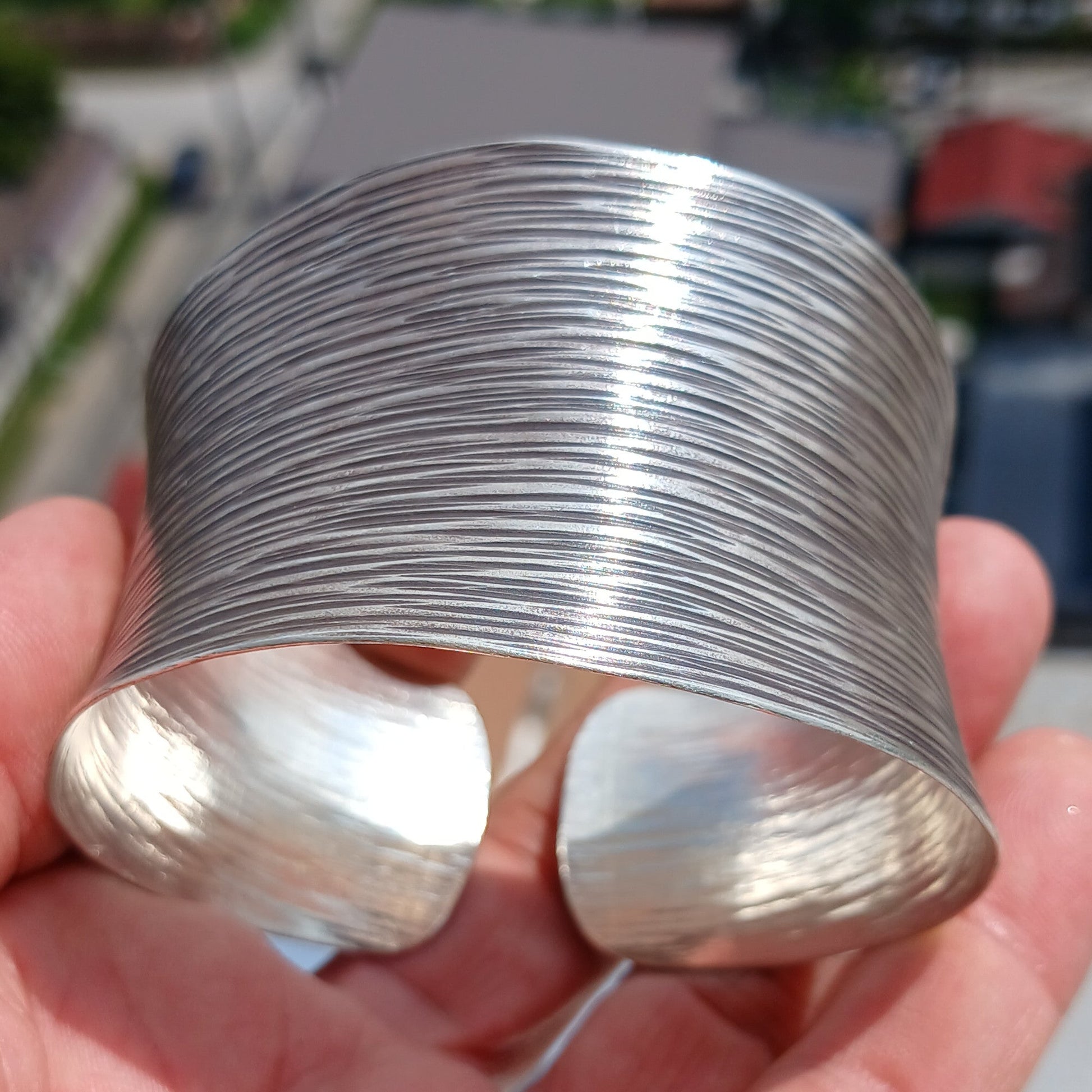 Minimalist Silver Bracelet, Sterling Silver Bracelet, Extra wide Bracelet, Hand Crafted Sterling Silver Bracelet / Bangle-1
