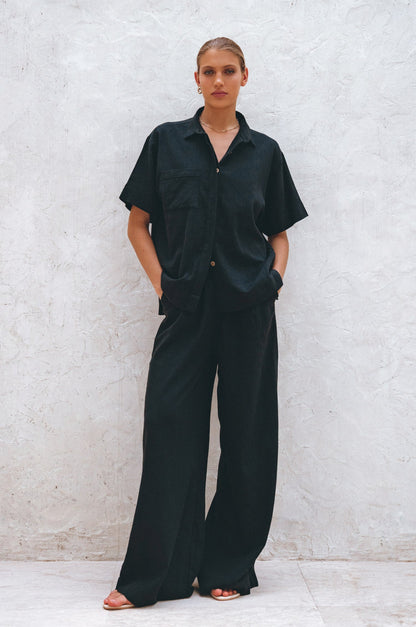 Raya Wide Leg Linen Pants-5