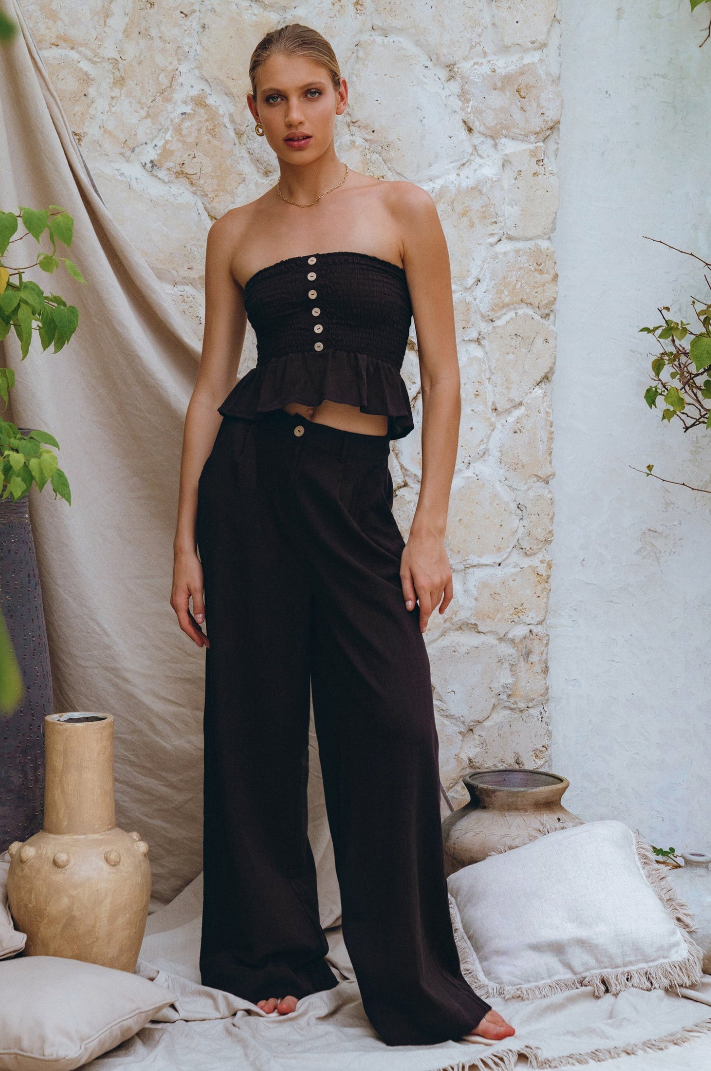 Raya Wide Leg Linen Pants-3
