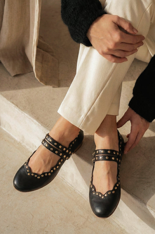 Remy Studded Leather Ballet Flats-0