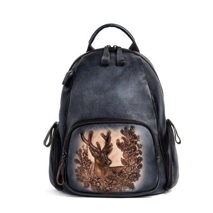 Rossie Viren Women's  Retro Genuine Leather Large Backpack, Leather Rucksack, Leather Knapsack ,Office Bag,Travel Backpack-2
