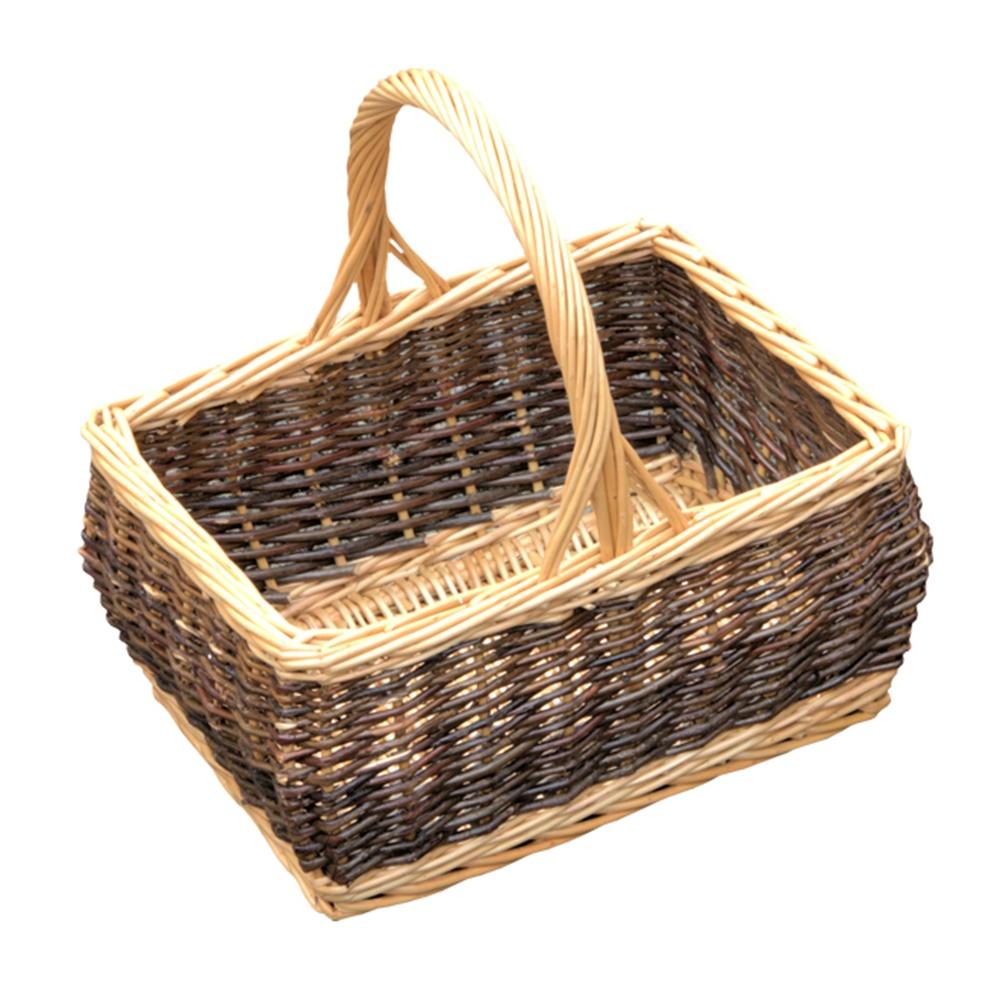 Rustic Rectangular Wicker Shopping Basket-0