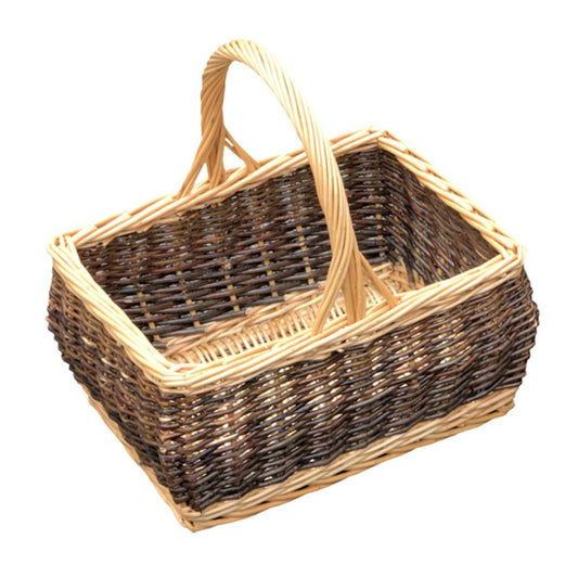Rustic Rectangular Wicker Shopping Basket-0