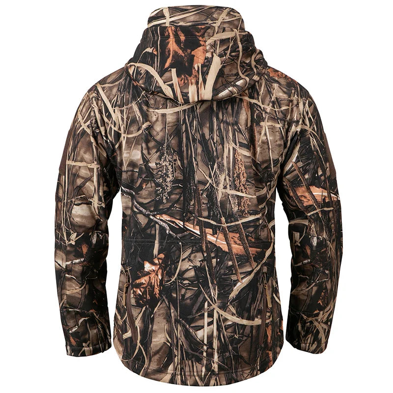 Men's Silent Soft Shell Camouflage Tactical Jacket Waterproof Warm Fleece Hunting Jackets Outdoor Hiking Fishing Hooded Coat-1