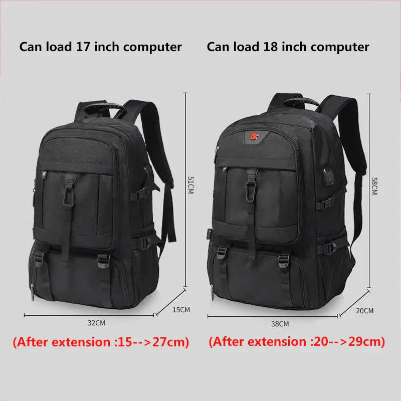 80L Large Capacity Men’s Travel Backpack Waterproof Bag Black-4