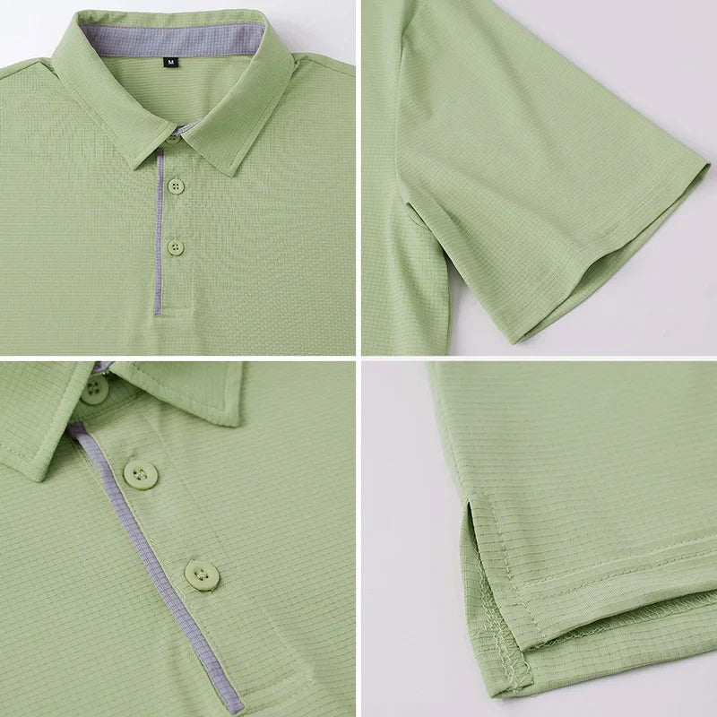 Men's Athletic Short Sleeve Polo Shirt Lightweight Quick Dry Sport Workout Shirt Summer Casual Thin Outdoor Shirts US/ EU Size-3