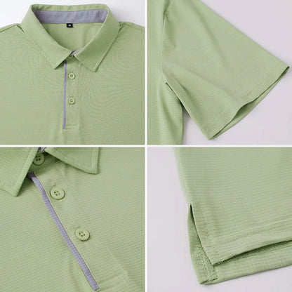 Men's Athletic Short Sleeve Polo Shirt Lightweight Quick Dry Sport Workout Shirt Summer Casual Thin Outdoor Shirts US/ EU Size-3