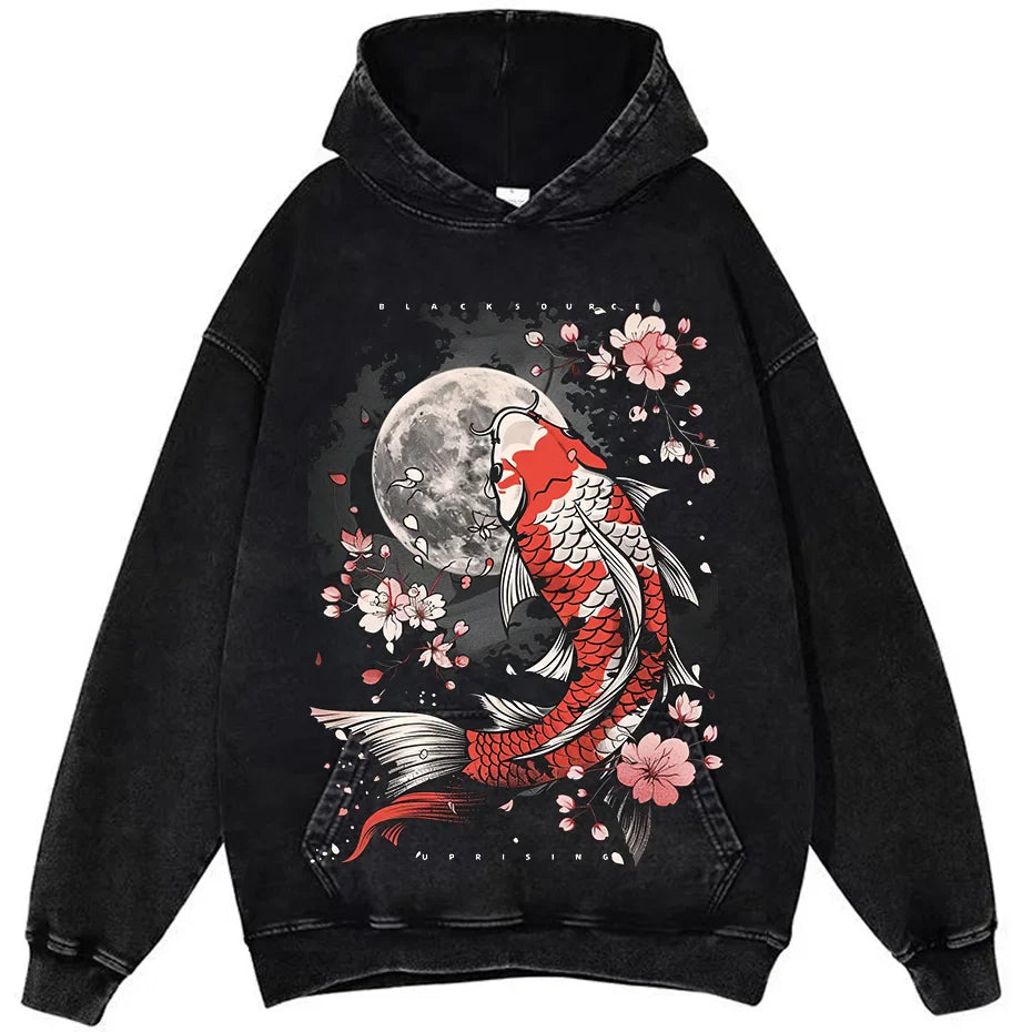 Mens Cotton Goldfish Print T Shirt Summer Loose Casual Short Sleeve-2
