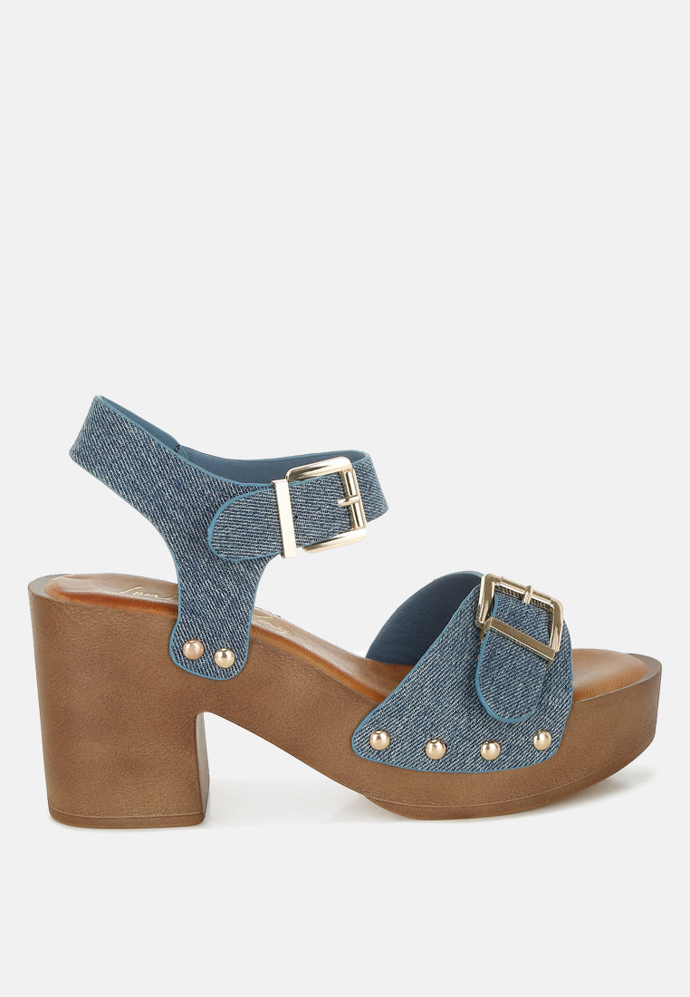 Vipasa Studded Denim Clog Sandals by Mode-0