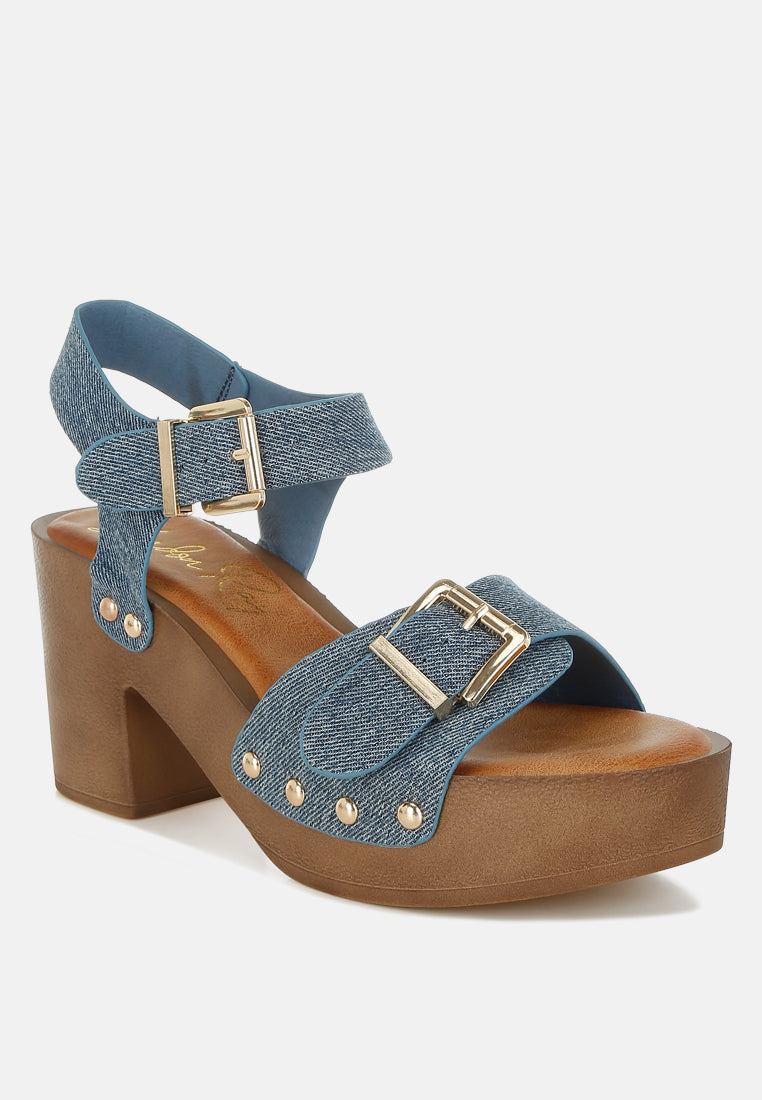 Vipasa Studded Denim Clog Sandals by Mode-2