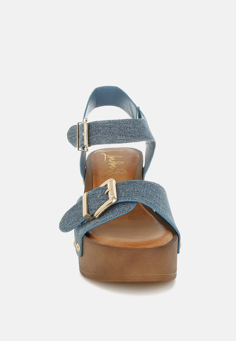 Vipasa Studded Denim Clog Sandals by Mode-4
