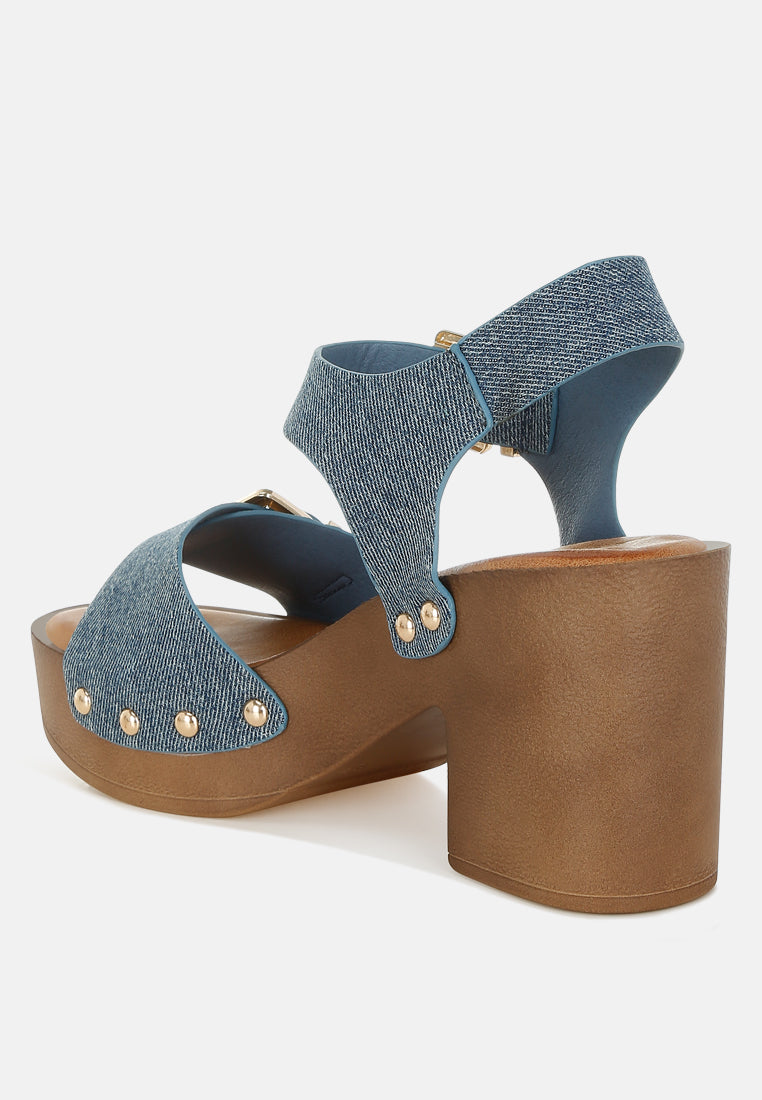 Vipasa Studded Denim Clog Sandals by Mode-3