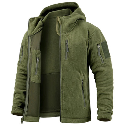 Men's Tactical Fleece Jacket Winter Warm Full Zip Military Hoodies Multi-Pockets Hiking Hunting Outdoor Coats-0