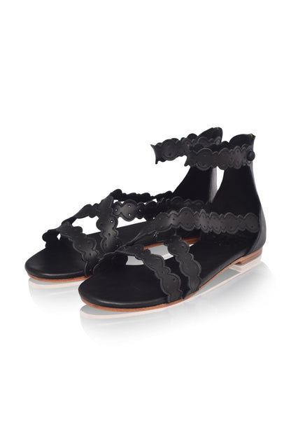 Salty Sea Criss Cross Leather Sandals-3