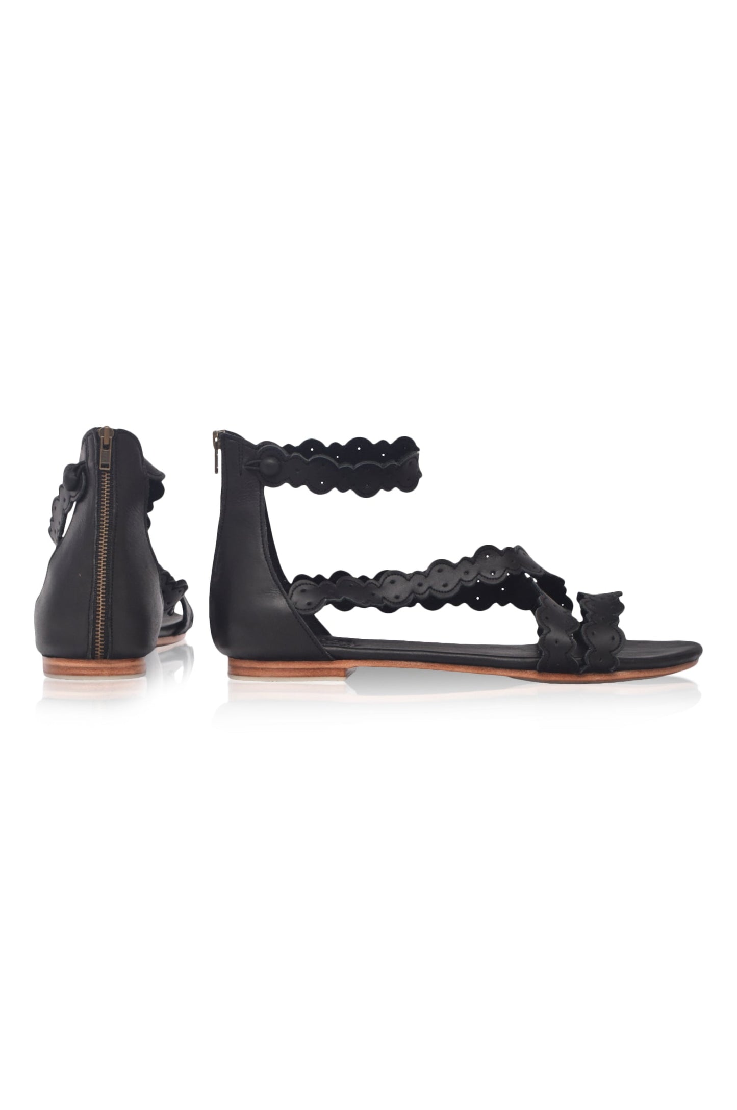 Salty Sea Criss Cross Leather Sandals (Sz. 5)-2