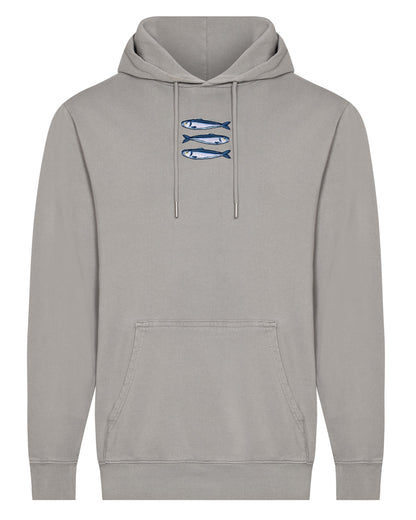 Sardines Organic Cotton Embroidered Hoodie Grey-0
