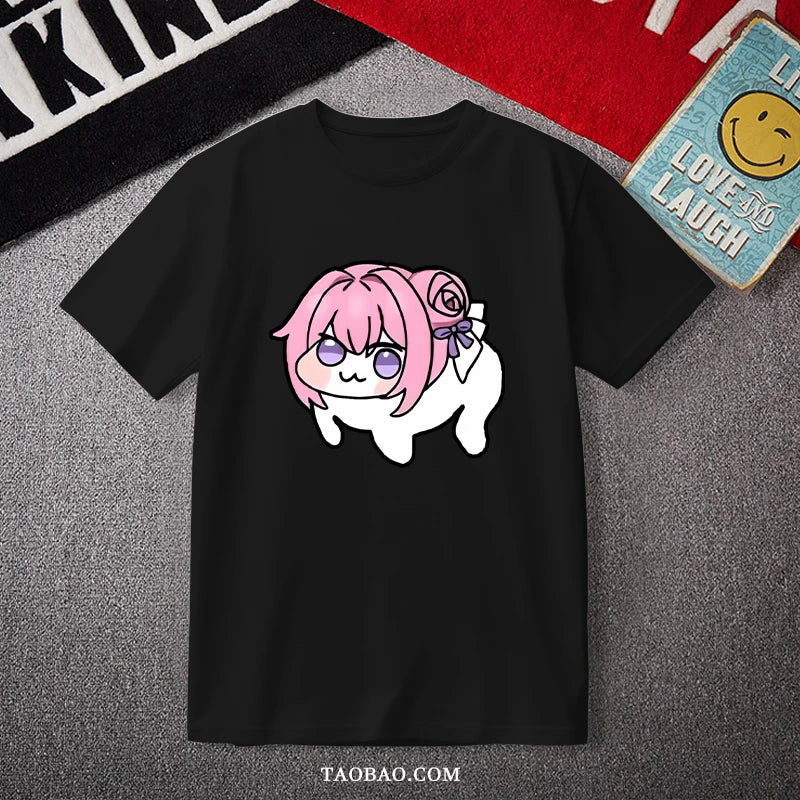 Doro Dorothy Pink Hair Dog Short Sleeve T Shirt Pure Cotton Harajuku Style-2