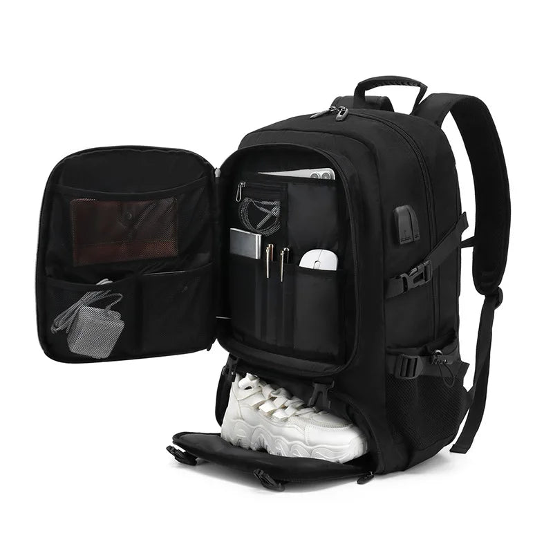 80L Large Capacity Men’s Travel Backpack Waterproof Bag Black-1