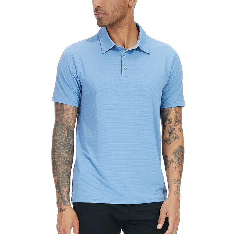 Men's Athletic Short Sleeve Polo Shirt Lightweight Quick Dry Sport Workout Shirt Summer Casual Thin Outdoor Shirts US/ EU Size-2