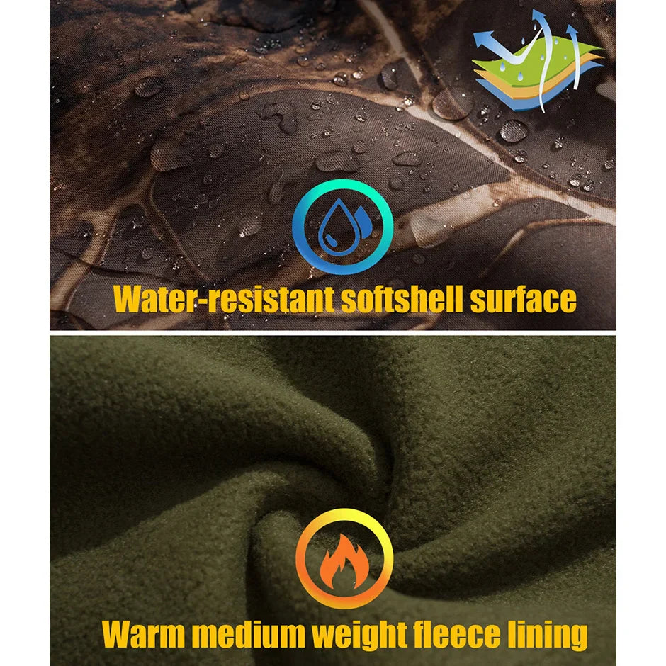 Men's Silent Soft Shell Camouflage Tactical Jacket Waterproof Warm Fleece Hunting Jackets Outdoor Hiking Fishing Hooded Coat-2