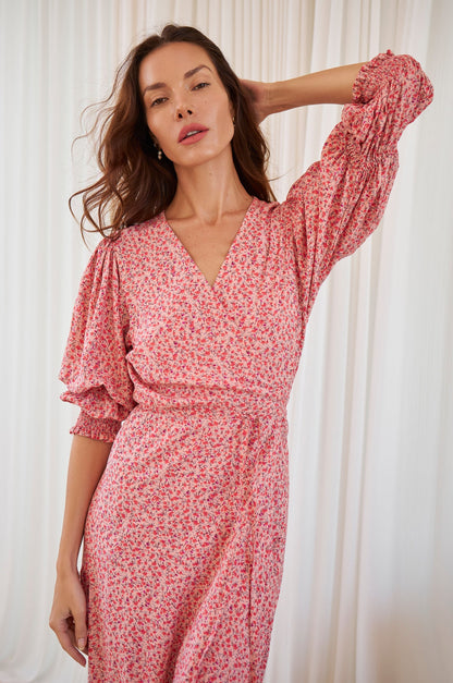Set Sail Puff Sleeve Wrap Cotton Dress (Sale)