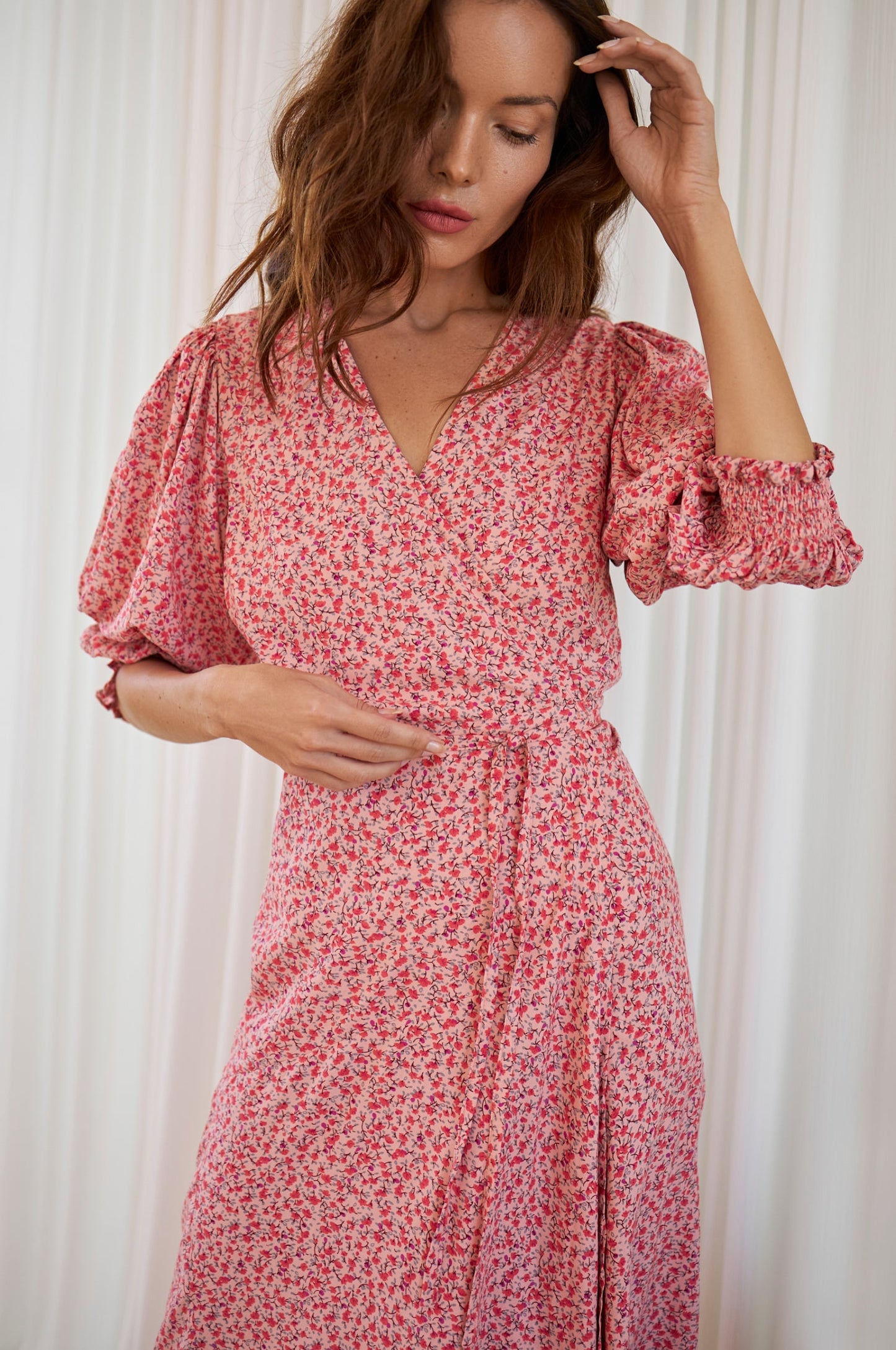 Set Sail Puff Sleeve Wrap Cotton Dress (Sale)-1