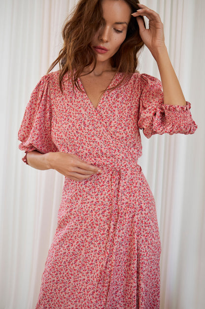Set Sail Puff Sleeve Wrap Cotton Dress (Sale)-1