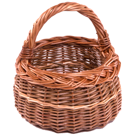 Small Round Shallow Wicker Shopping Basket-0