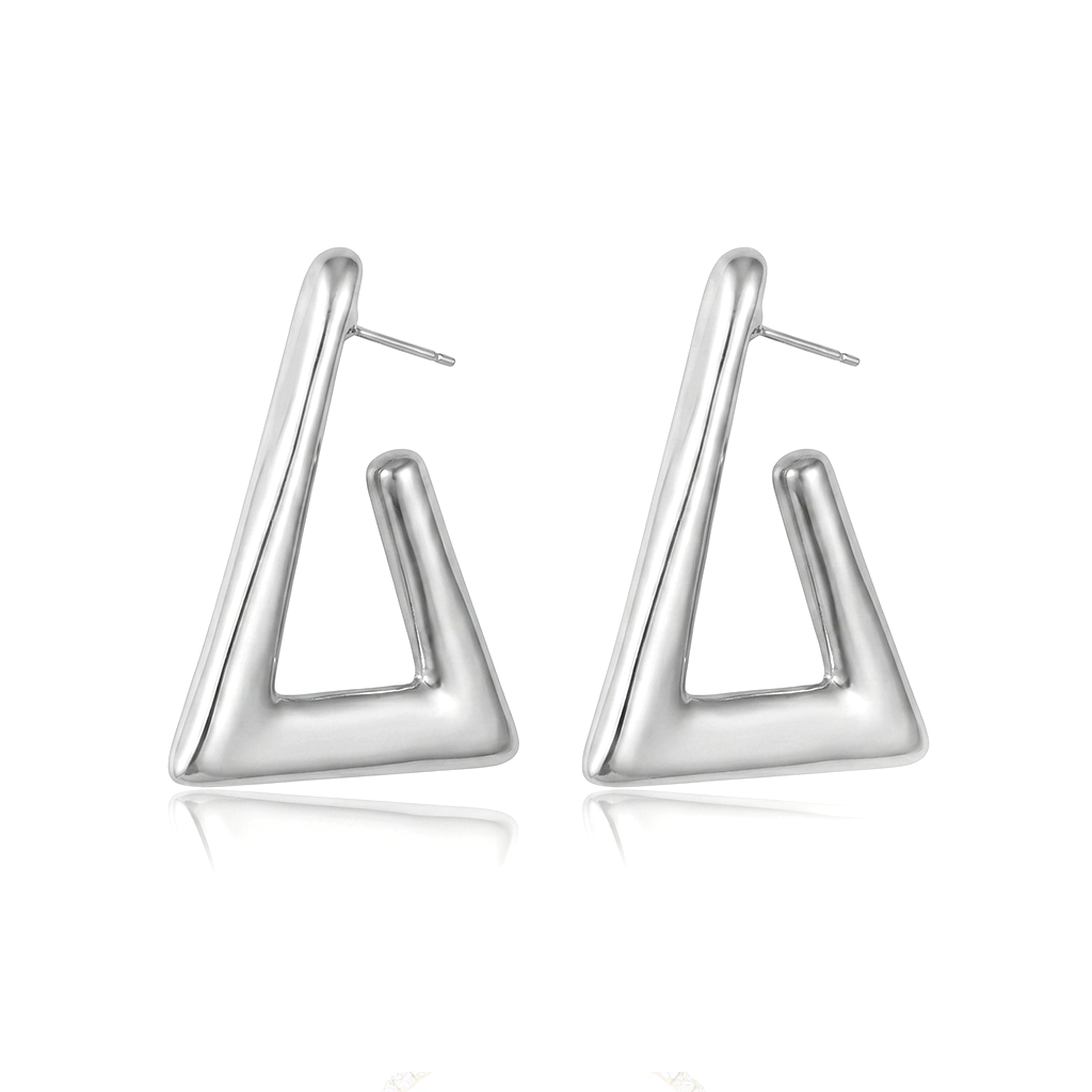Sophia Geometric Statement Earrings Silver-0