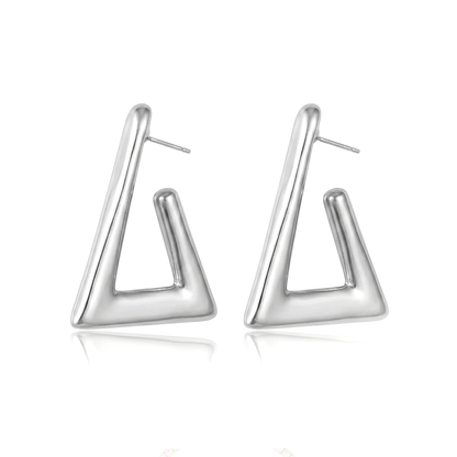 Sophia Geometric Statement Earrings Silver-0