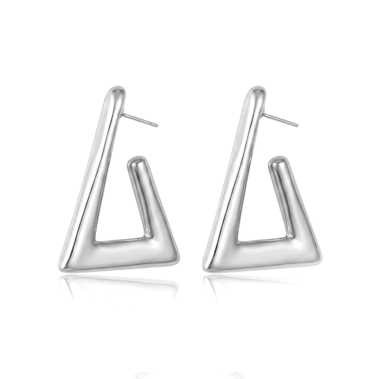 Sophia Geometric Statement Earrings Silver-0