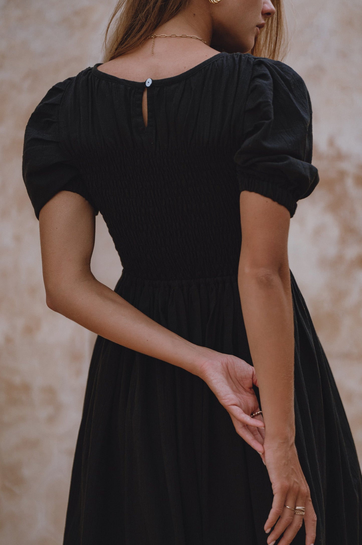 Sophie Smocked Linen Midi Dress-2