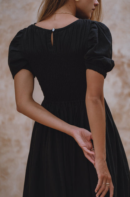 Sophie Smocked Linen Midi Dress-2