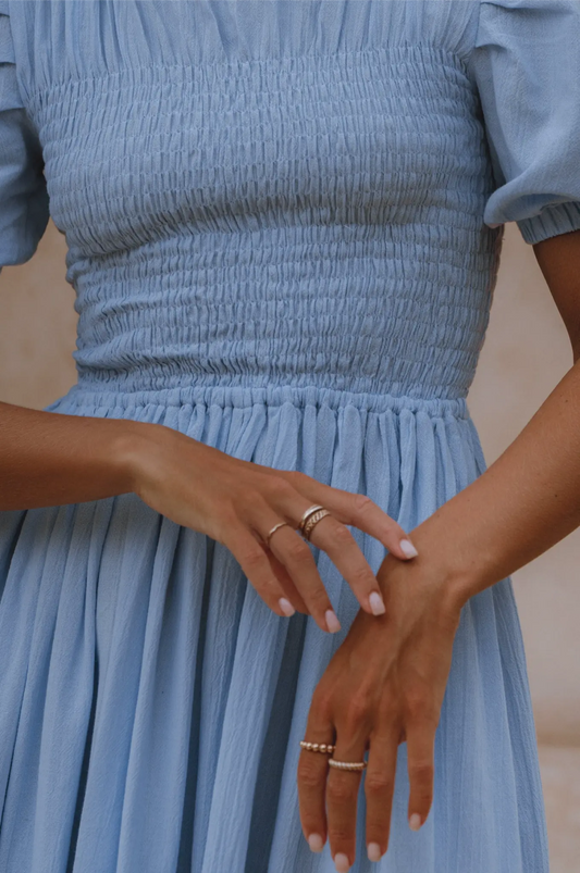 Sophie Smocked Linen Midi Dress-1