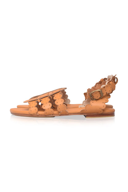 Spell Scalloped Leather Sandals-4