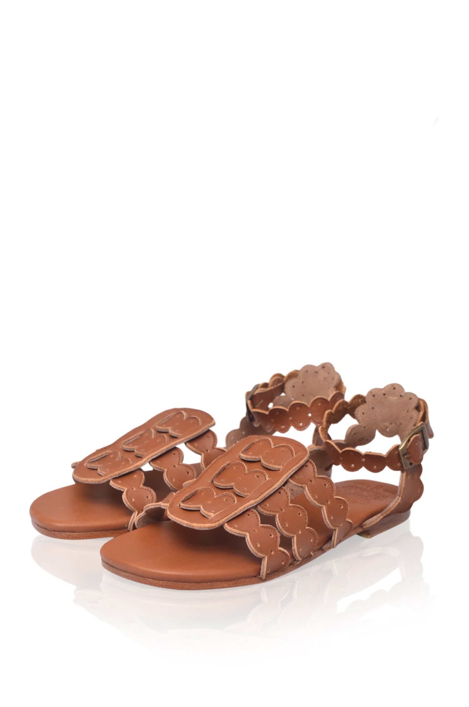 Spell Scalloped Leather Sandals-3