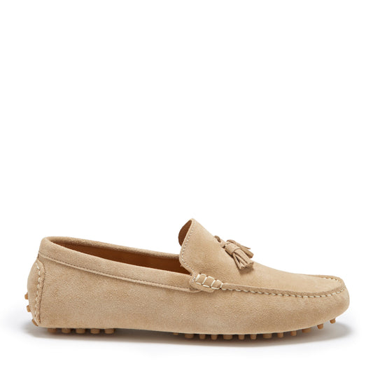 Tasselled Driving Loafers, taupe suede-0