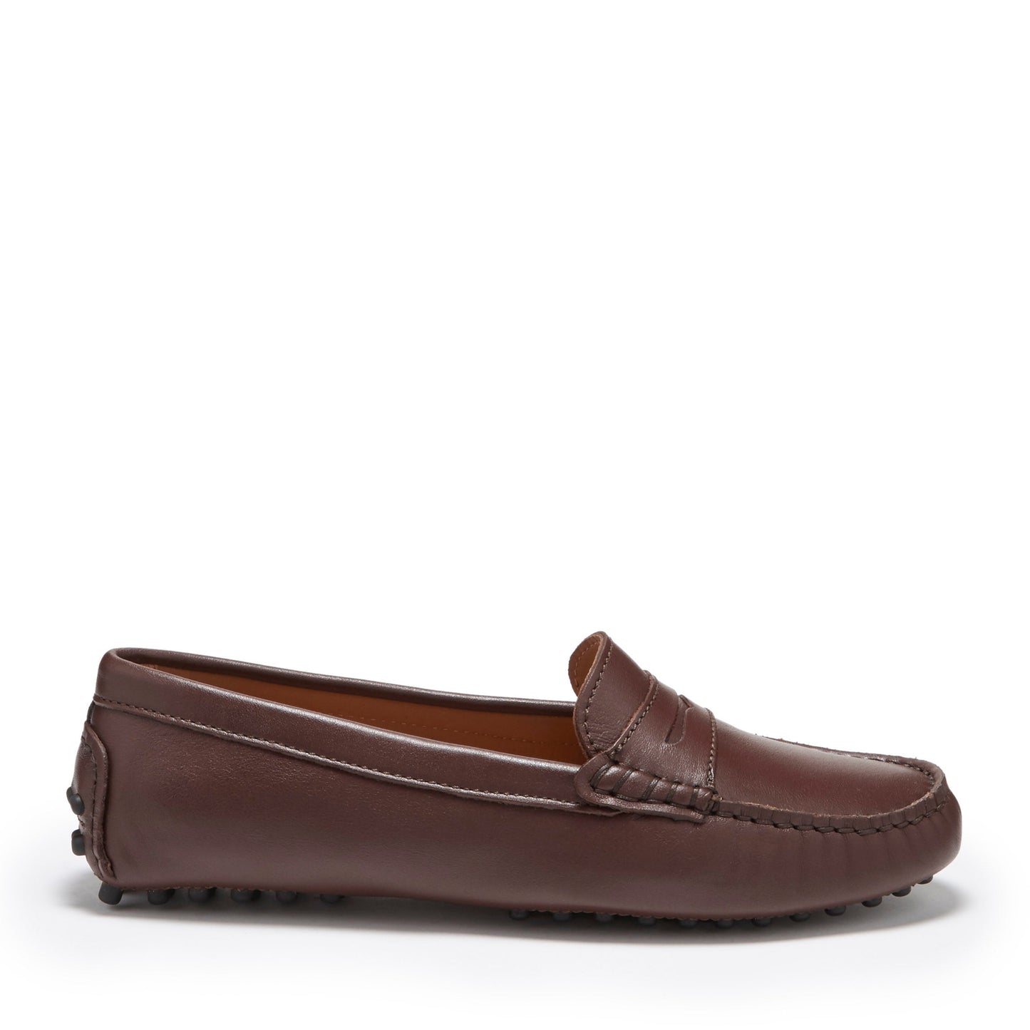 Women's Penny Driving Loafers, brown leather-0