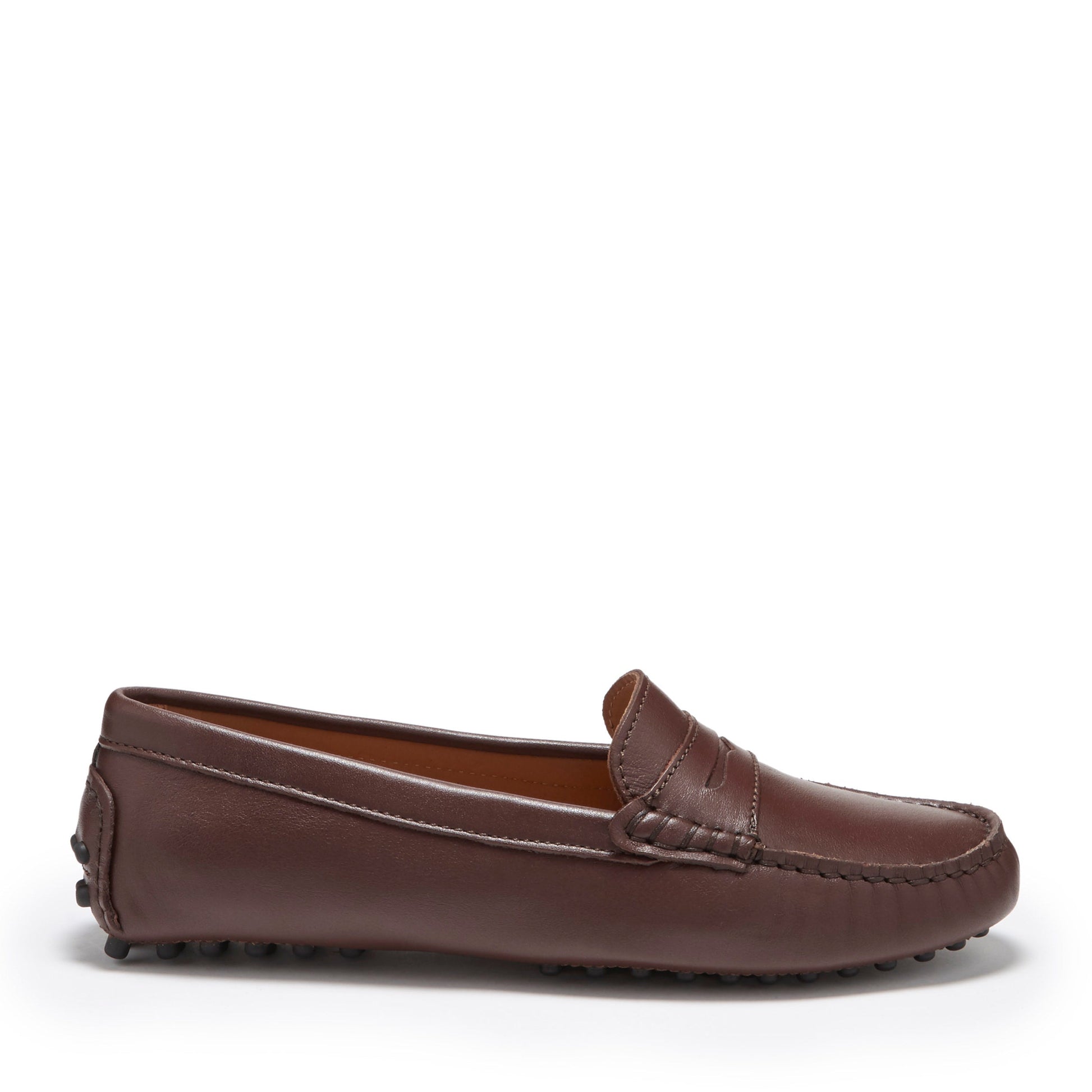 Women's Penny Driving Loafers, brown leather-0