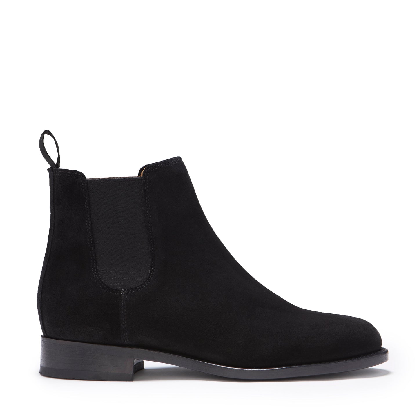 Women's Black Suede Chelsea Boots, Welted Leather Sole-0