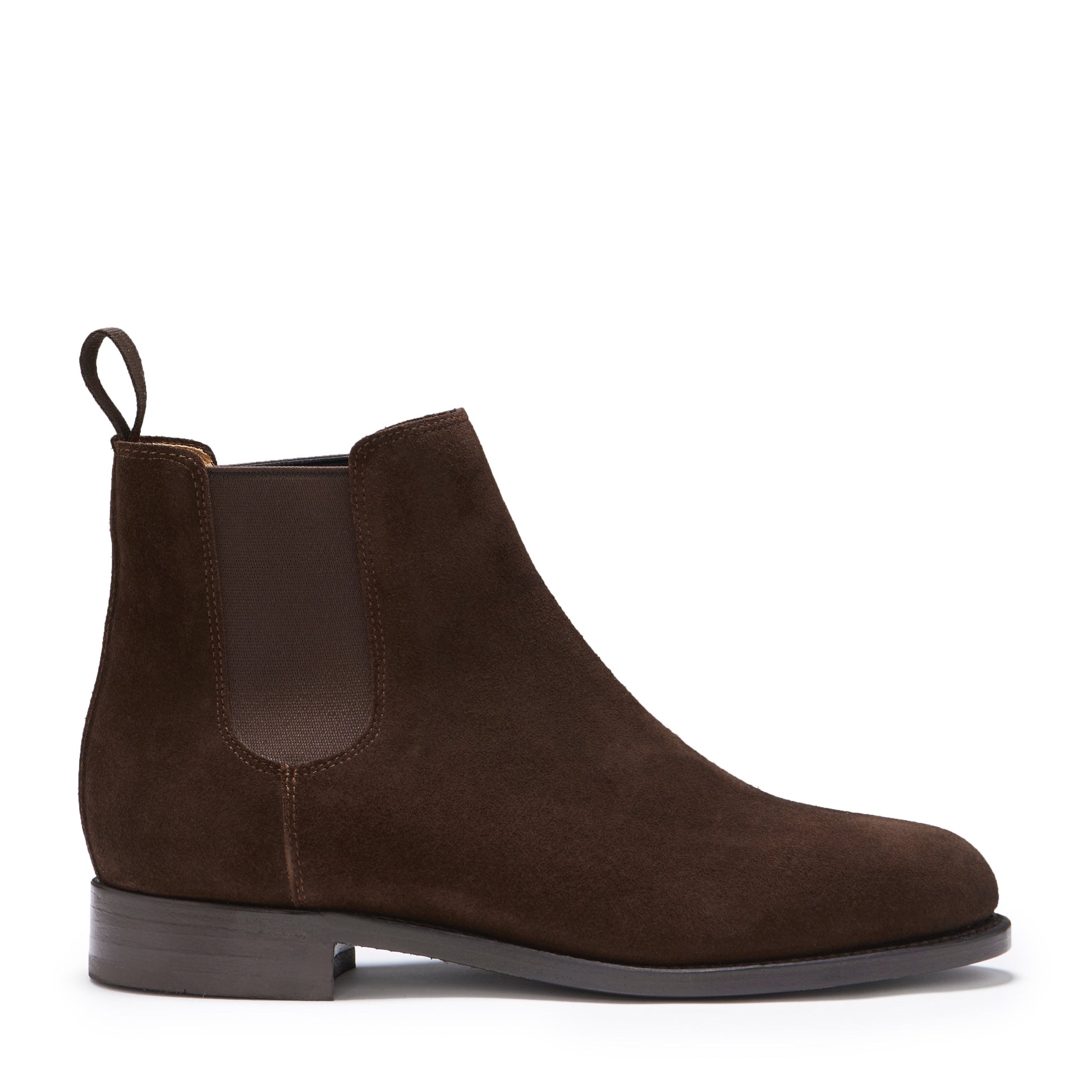 Women's Brown Suede Chelsea Boots, Welted Leather Sole-0