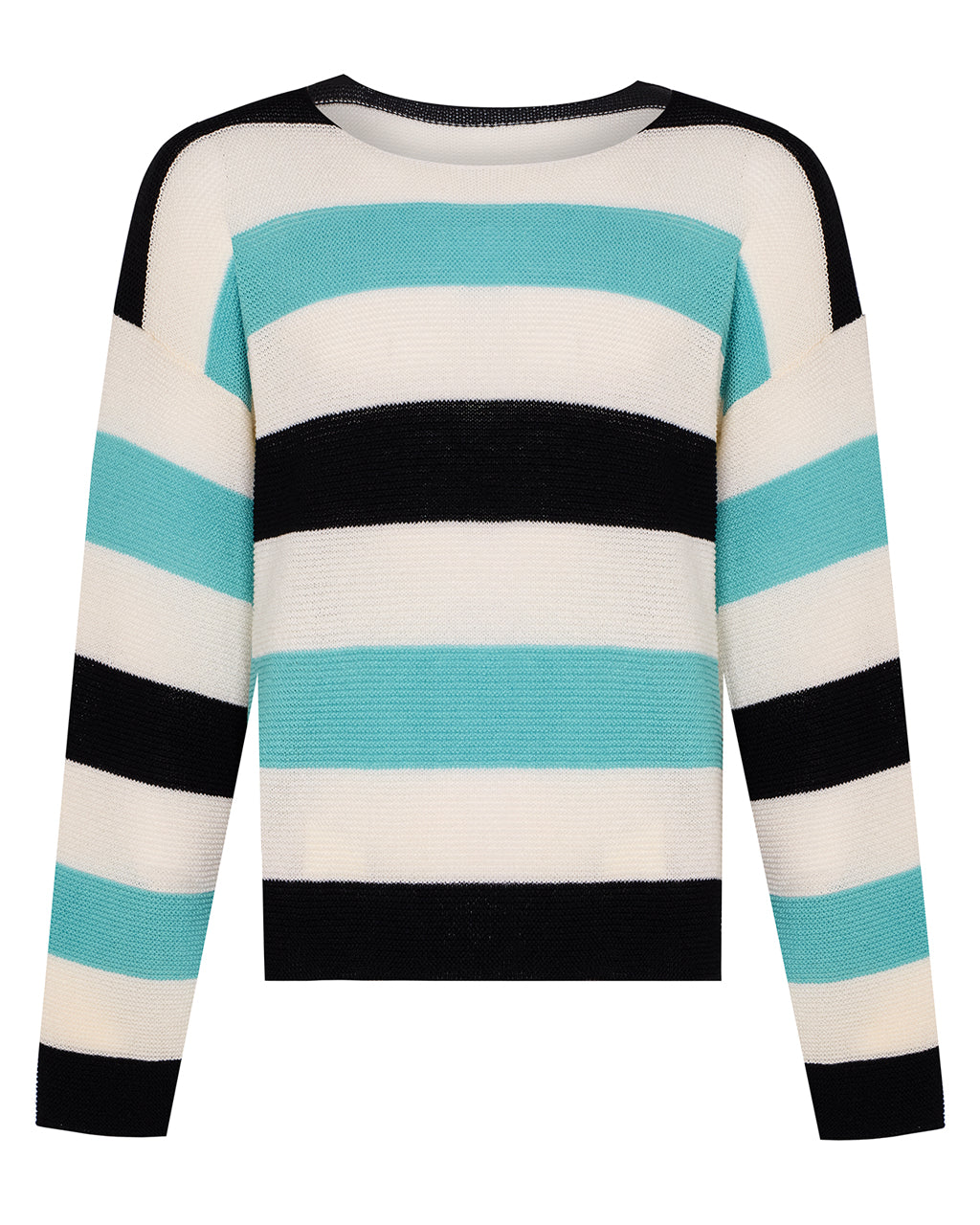 Striped Dropped Shoulder Top Blue & Black-0