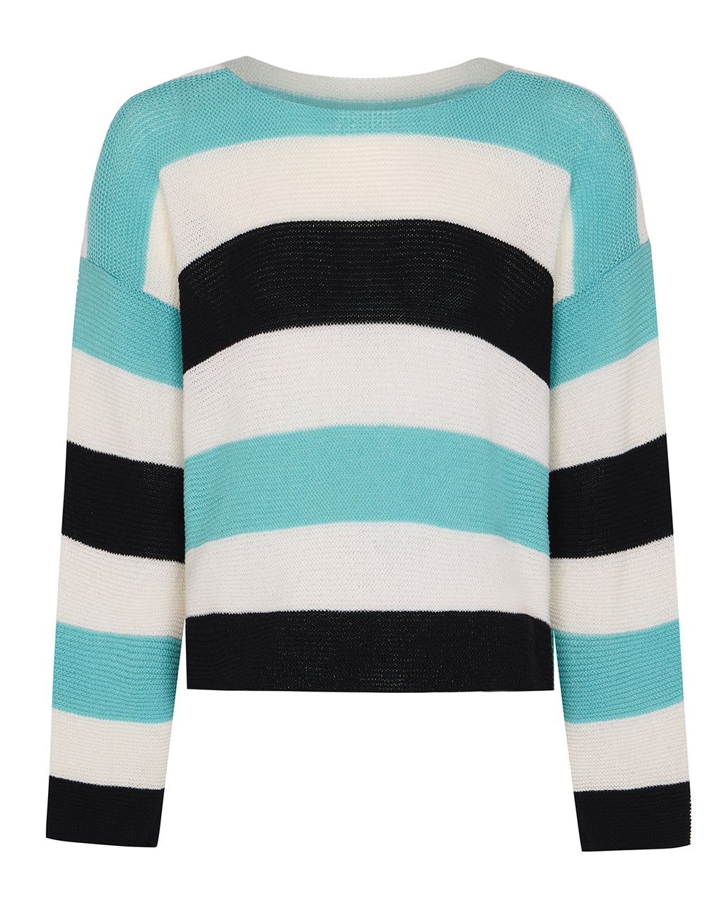 Striped Dropped Shoulder Top Blue & Black-0