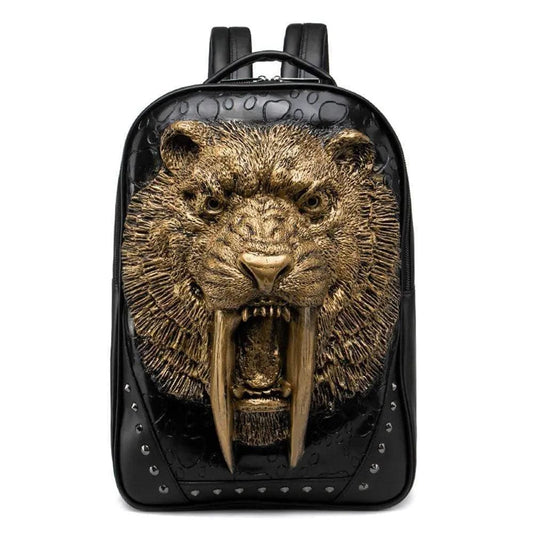 Studded Backpack 3D Wolf With Dentures Zombie Vampire Teeth Backpack Laptop Computer Handbags Travelling Rucksack Bag-0