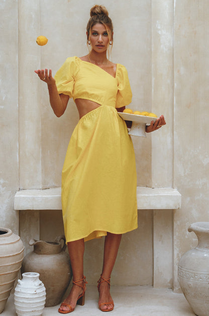 Sundaze Cutout Linen Midi Dress (Sale)-0