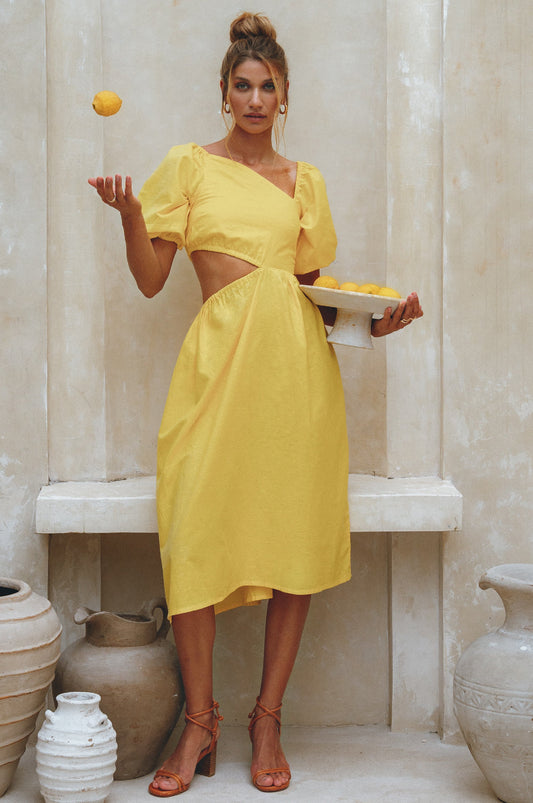 Sundaze Cutout Linen Midi Dress (Sale)-0