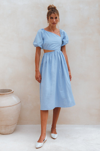Sundaze Cutout Linen Midi Dress (Sale)-5